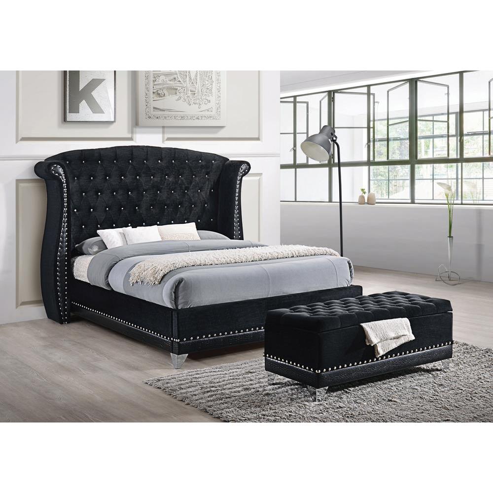 Barzini California King Tufted Upholstered Bed Black. Picture 2