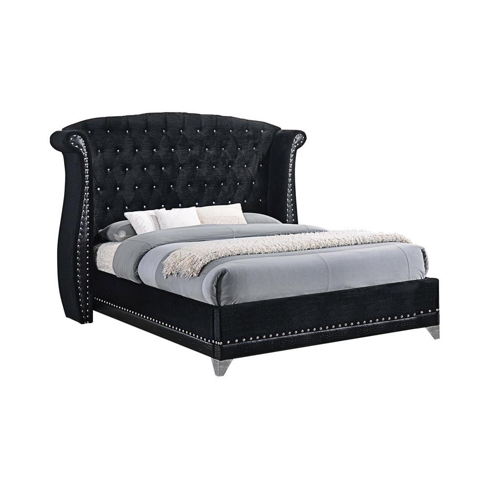 Barzini Queen Tufted Upholstered Bed Black. Picture 1