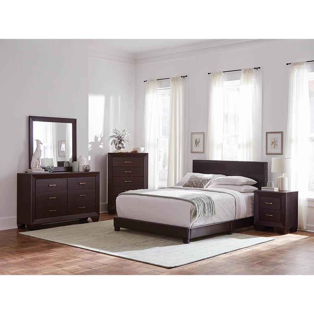 Dorian Upholstered Eastern King Bed Brown. Picture 1