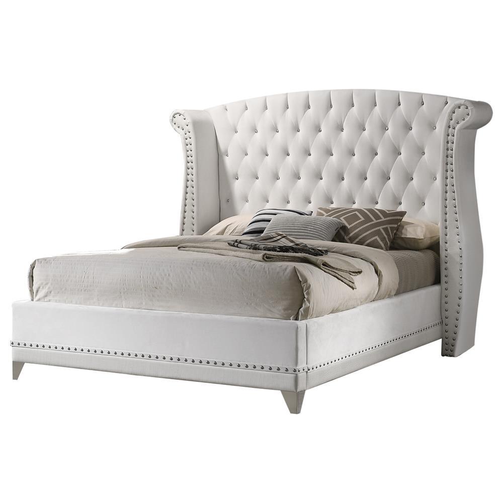 Barzini Eastern King Wingback Tufted Bed White. Picture 1