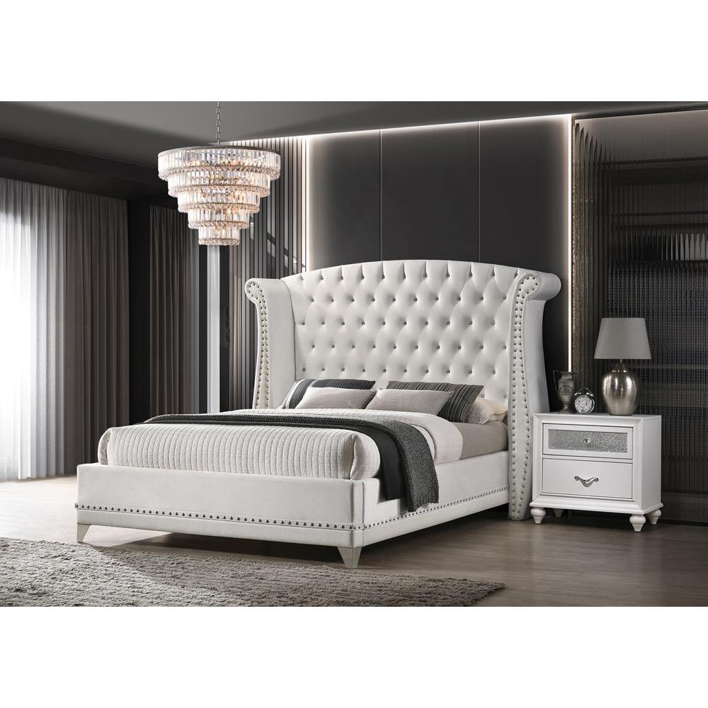 Barzini Eastern King Wingback Tufted Bed White. Picture 2