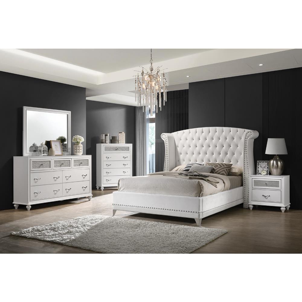 Barzini Eastern King Wingback Tufted Bed White. Picture 3