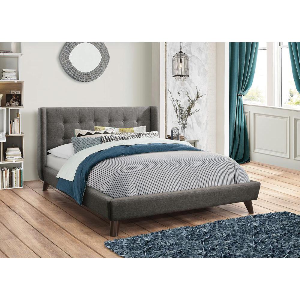 Carrington Button Tufted Full Bed Grey. Picture 1