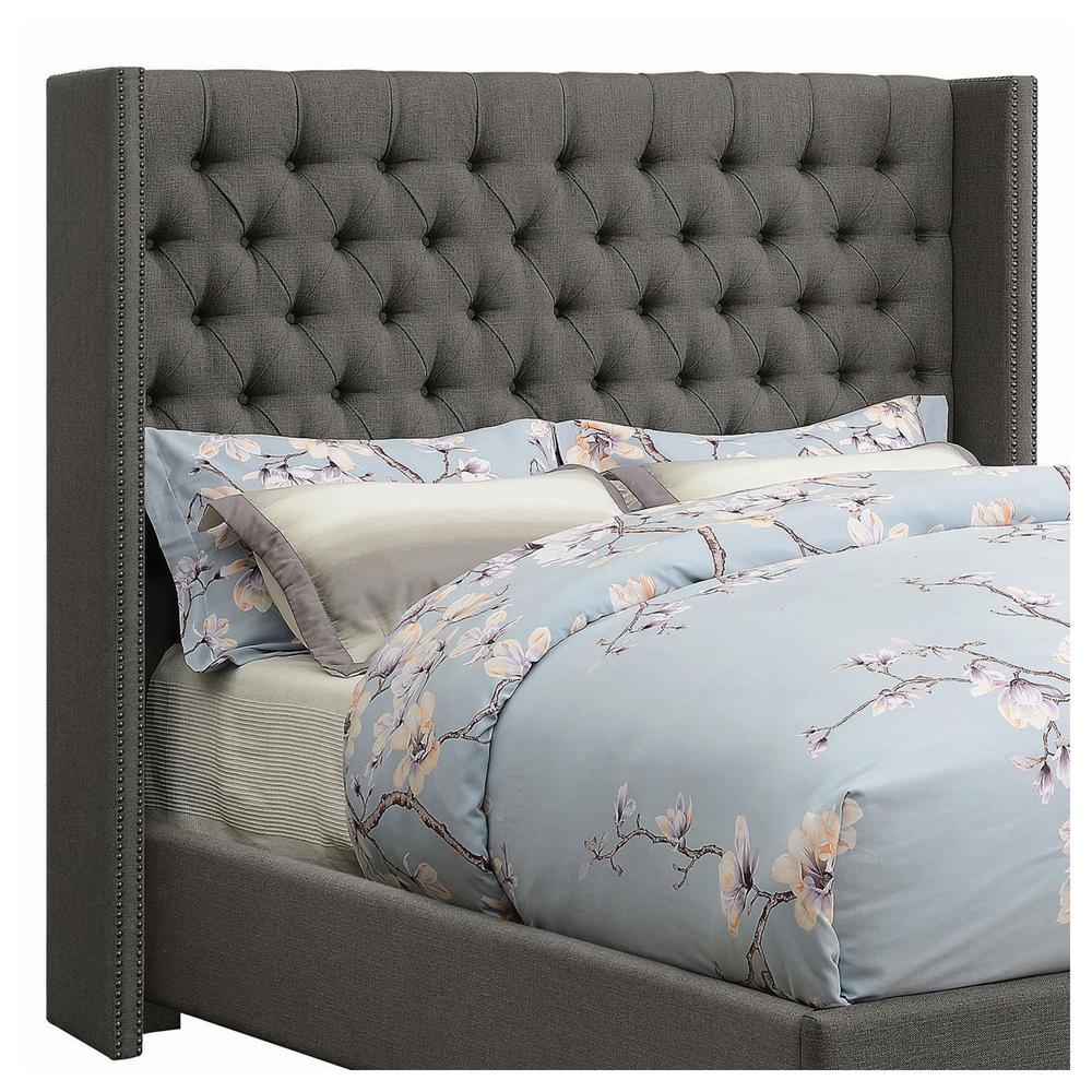 Bancroft Demi-wing Upholstered Full Headboard Grey. Picture 1