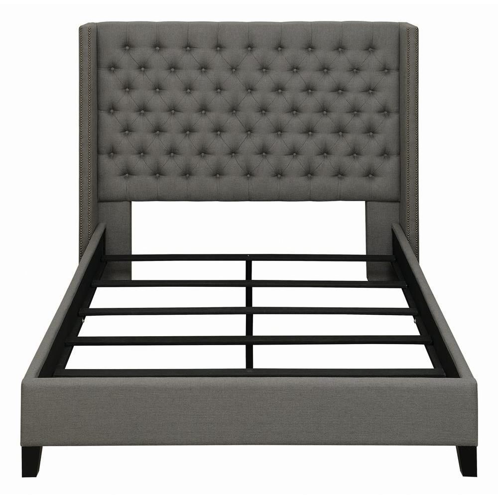 Bancroft Demi-wing Upholstered Eastern King Bed Grey. Picture 5