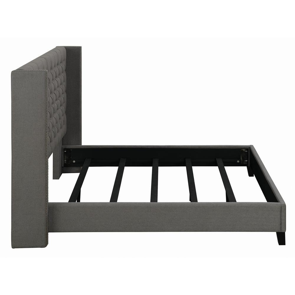 Bancroft Demi-wing Upholstered Eastern King Bed Grey. Picture 6