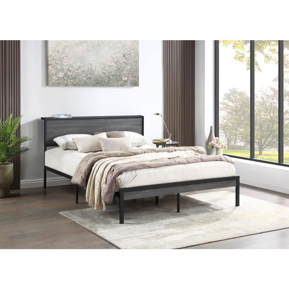 Ricky Full Platform Bed Grey and Black. Picture 6