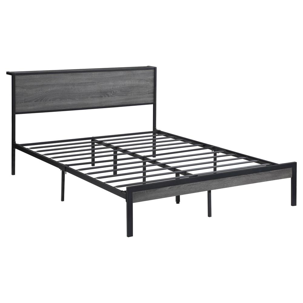 Ricky Full Platform Bed Grey and Black. Picture 1