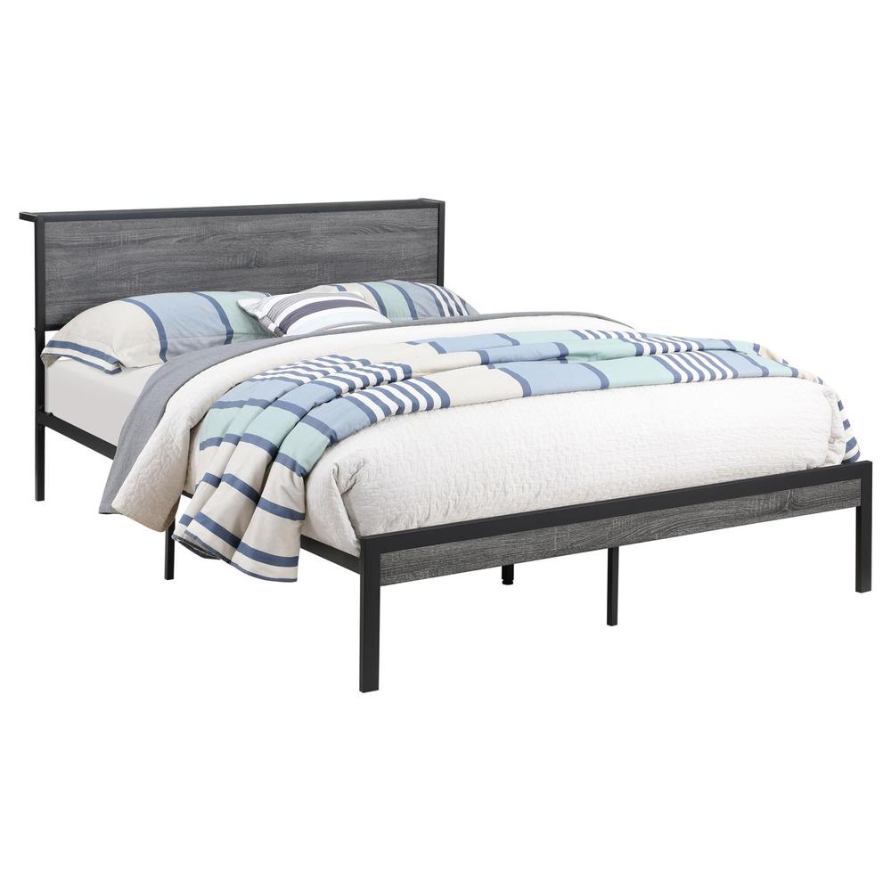 Ricky Full Platform Bed Grey and Black. Picture 2