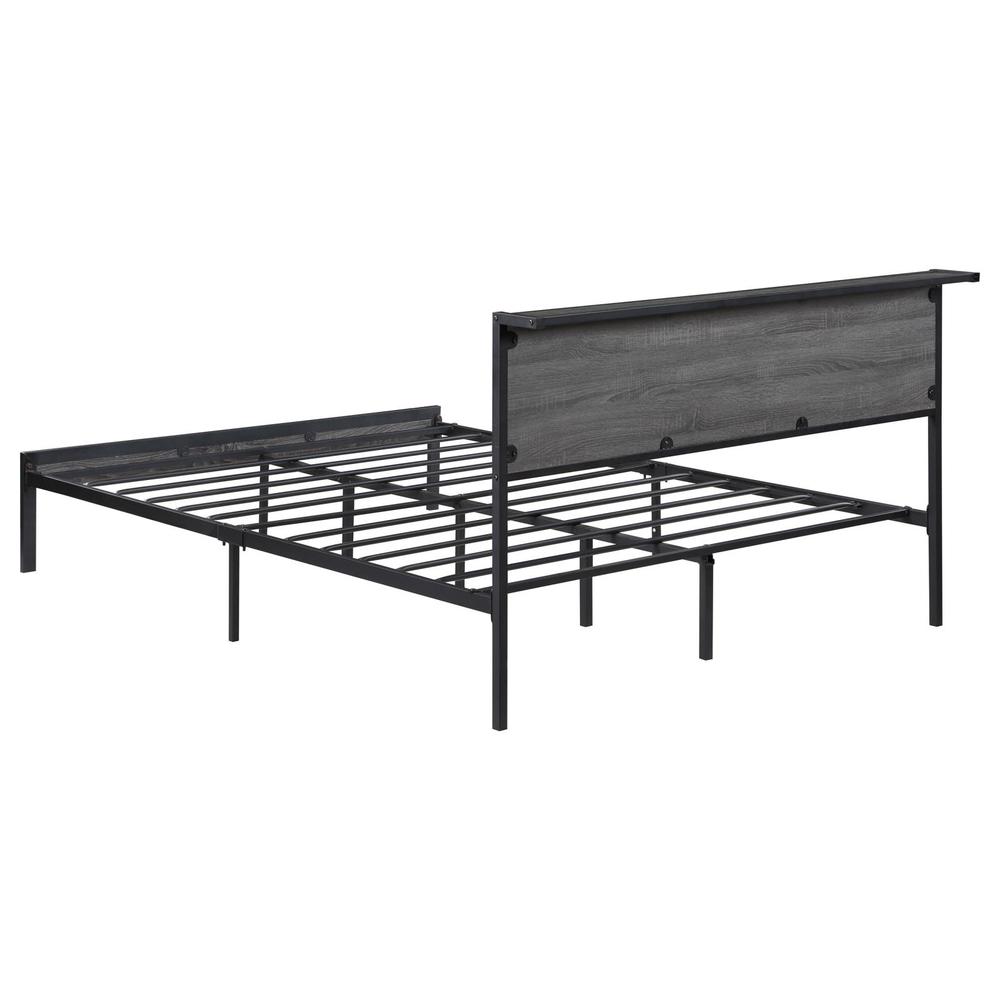Ricky Queen Platform Bed Grey and Black. Picture 3