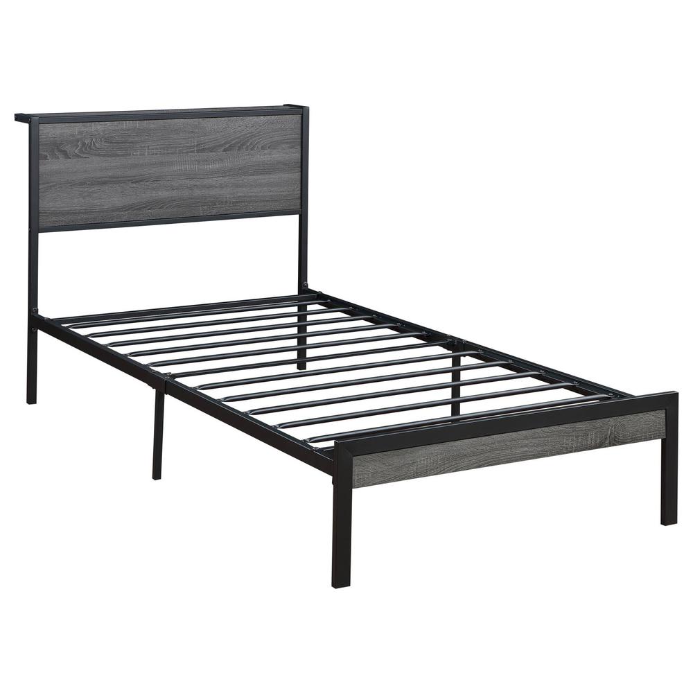 Ricky Twin Platform Bed Grey and Black. Picture 6