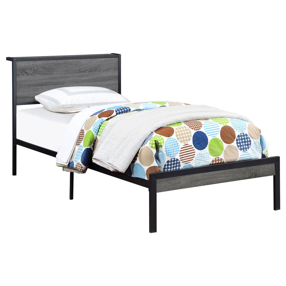 Ricky Twin Platform Bed Grey and Black. Picture 2