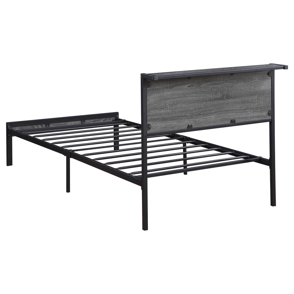 Ricky Twin Platform Bed Grey and Black. Picture 3