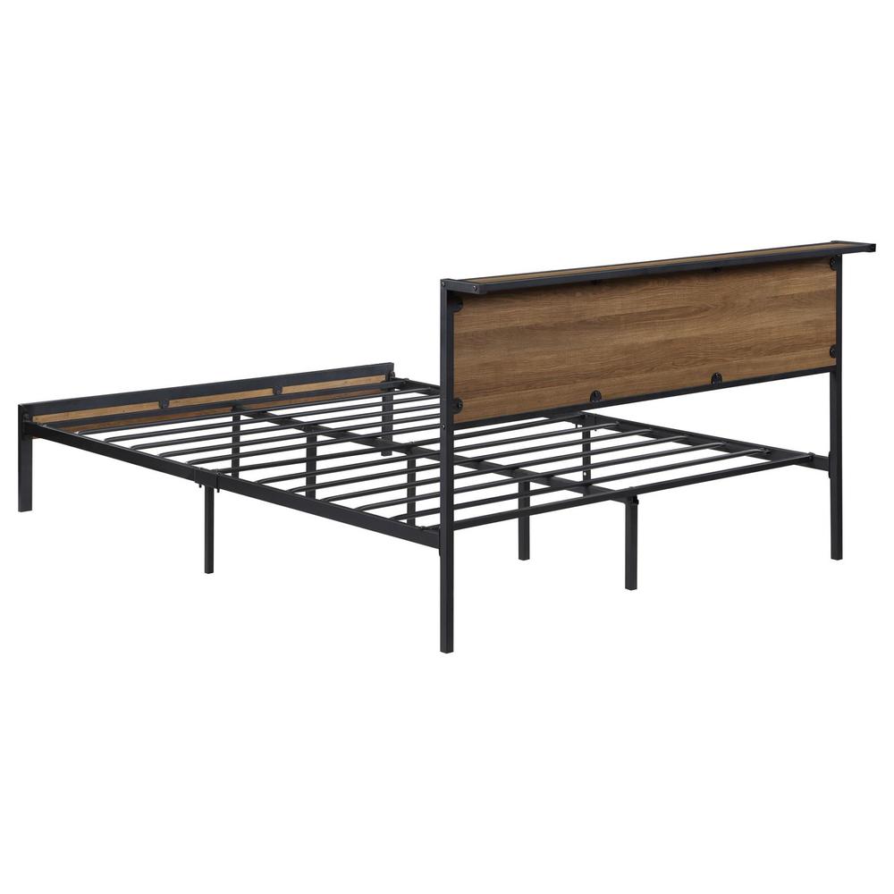 Ricky Queen Platform Bed Light Oak and Black. Picture 3