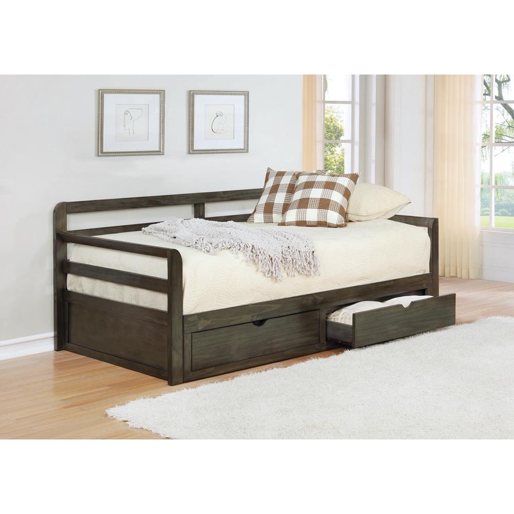 Sorrento 2-drawer Twin XL Daybed with Extension Trundle Grey. Picture 1