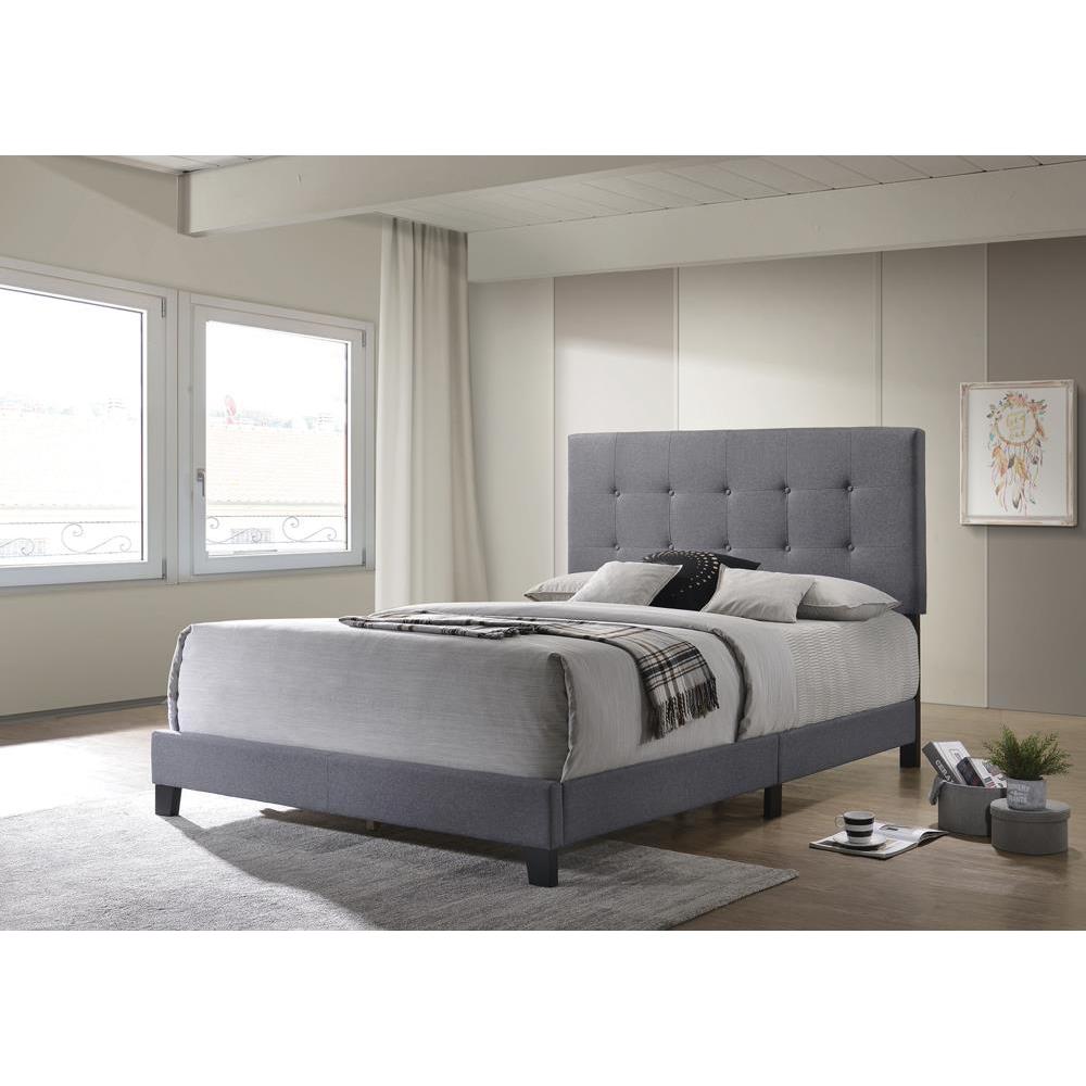 Mapes Tufted Upholstered Queen Bed Grey. Picture 1