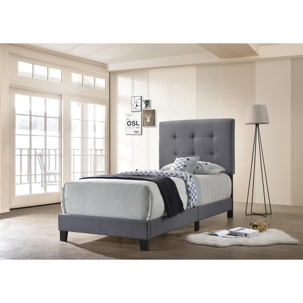 Mapes Tufted Upholstered Twin Bed Grey. Picture 1