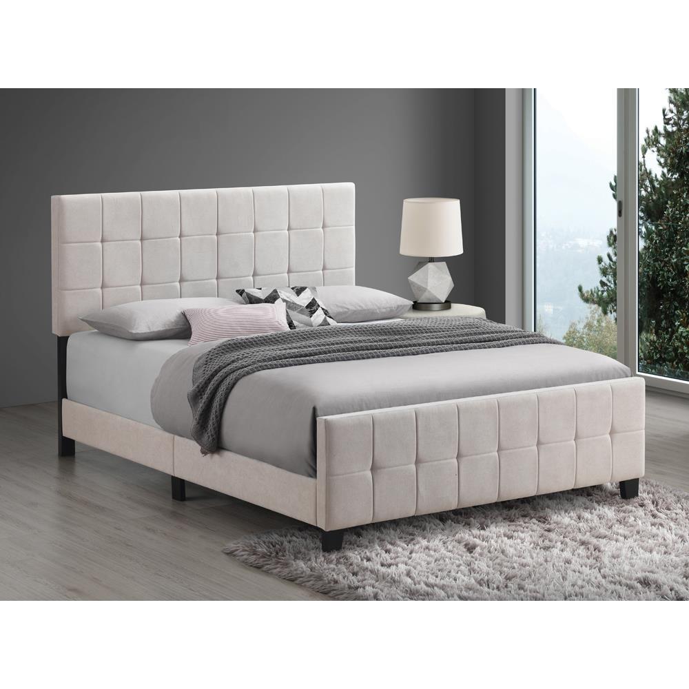 Fairfield Queen Upholstered Panel Bed Beige. Picture 1