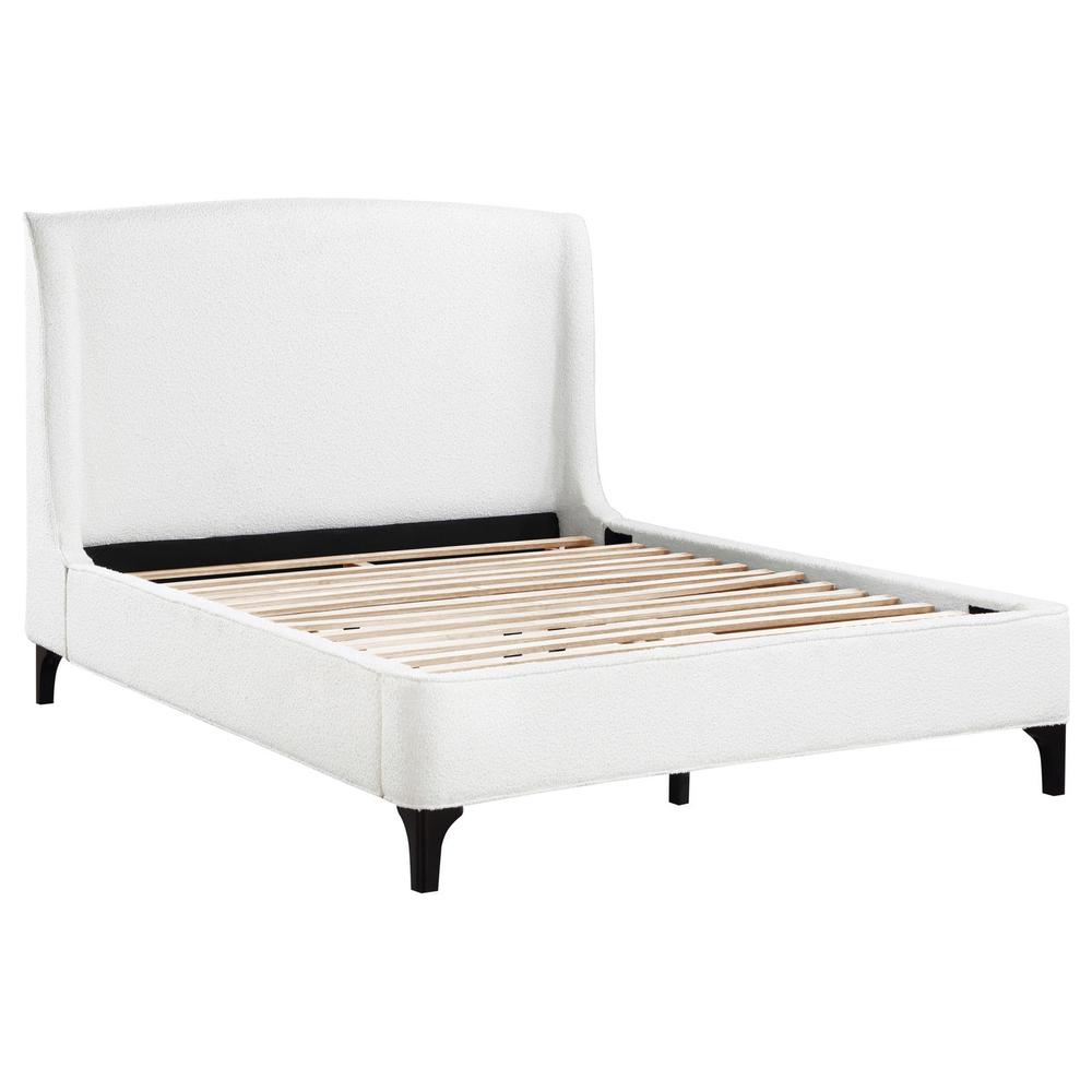 Mosby Upholstered Curved Headboard Queen Platform Bed White. Picture 13