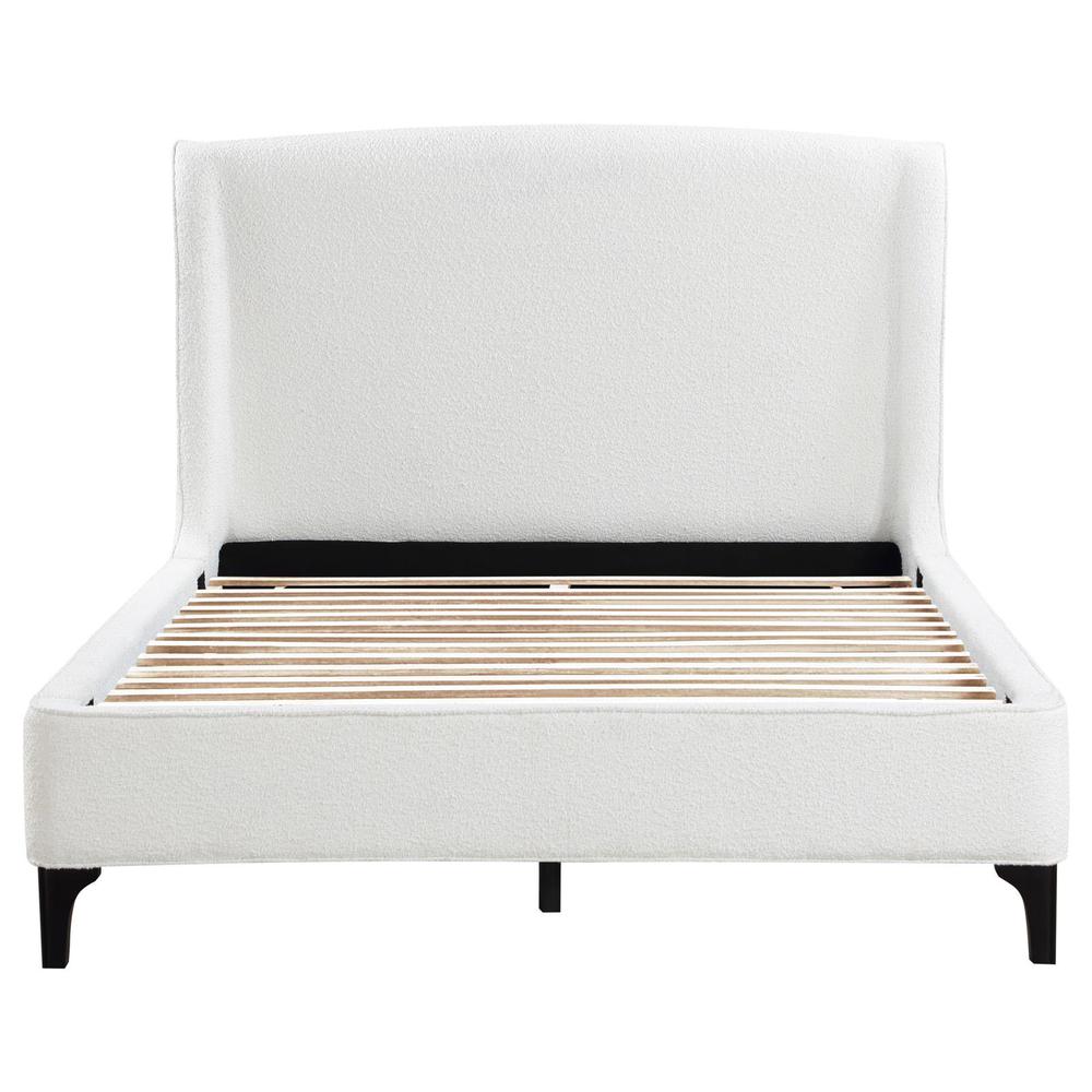 Mosby Upholstered Curved Headboard Queen Platform Bed White. Picture 2