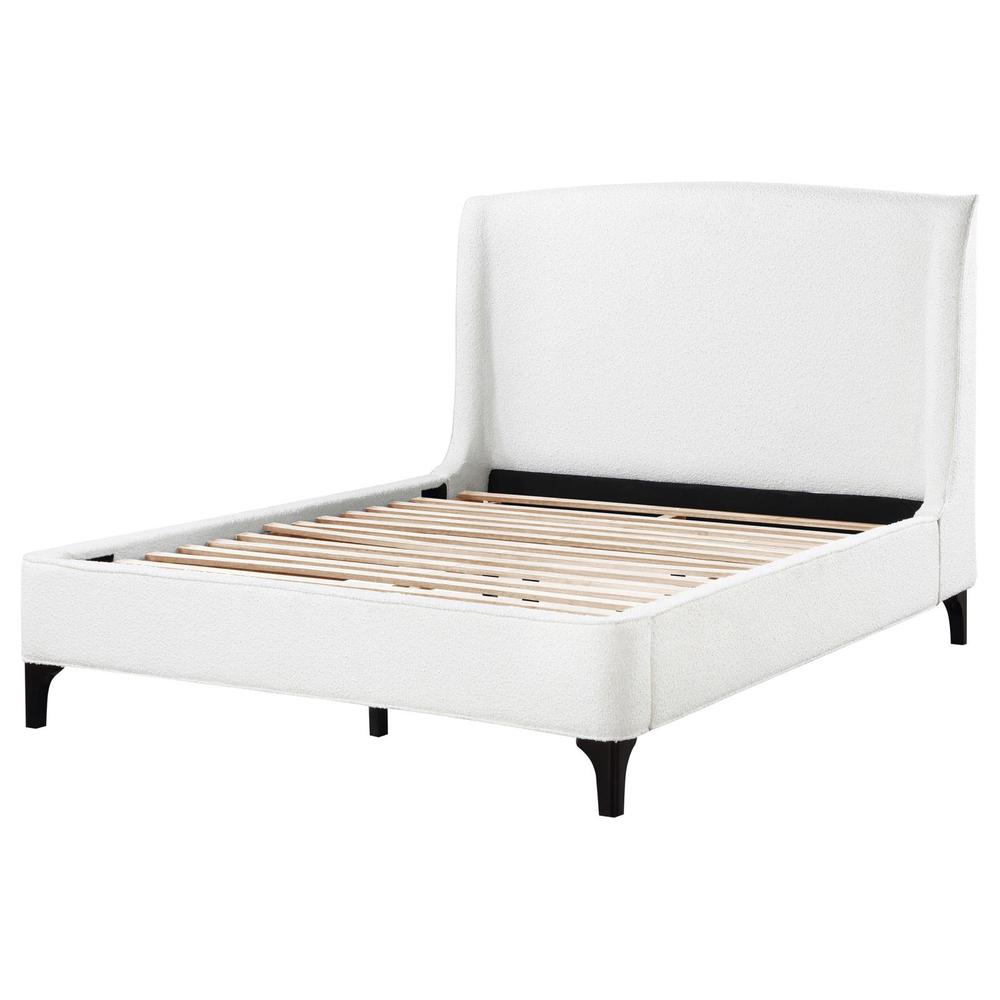 Mosby Upholstered Curved Headboard Queen Platform Bed White. Picture 3