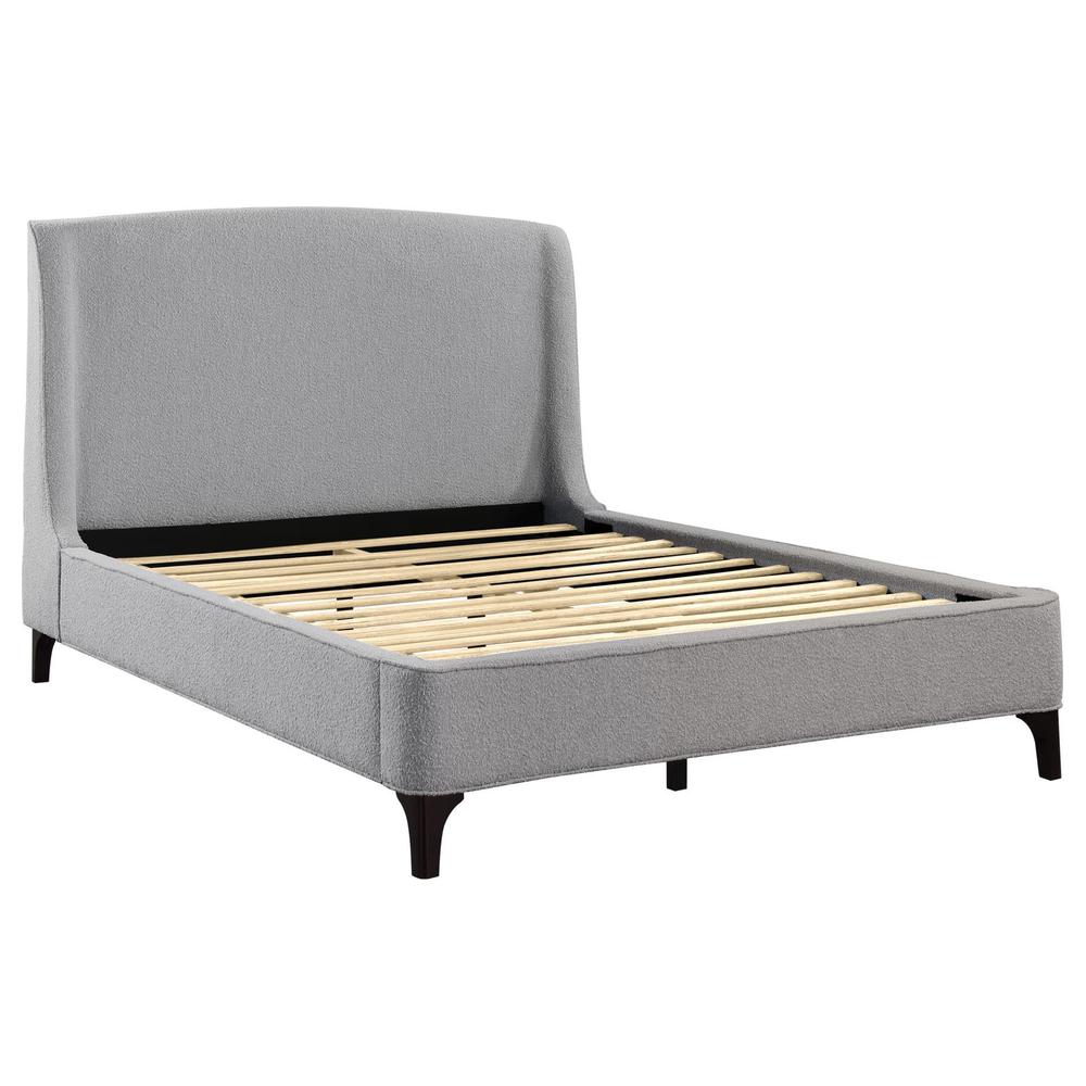Mosby Upholstered Curved Headboard Eastern King Platform Bed Light Grey. Picture 13
