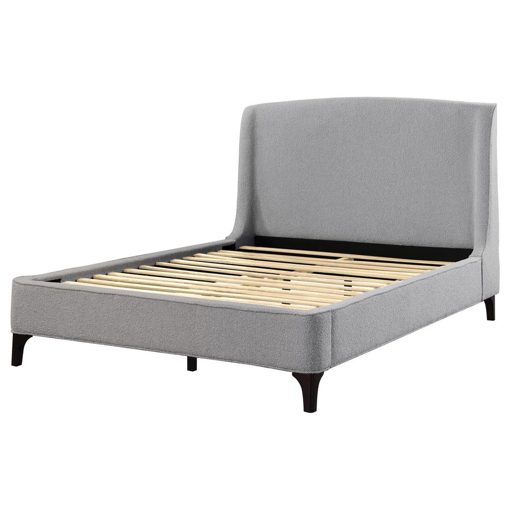 Mosby Upholstered Curved Headboard Eastern King Platform Bed Light Grey. Picture 3
