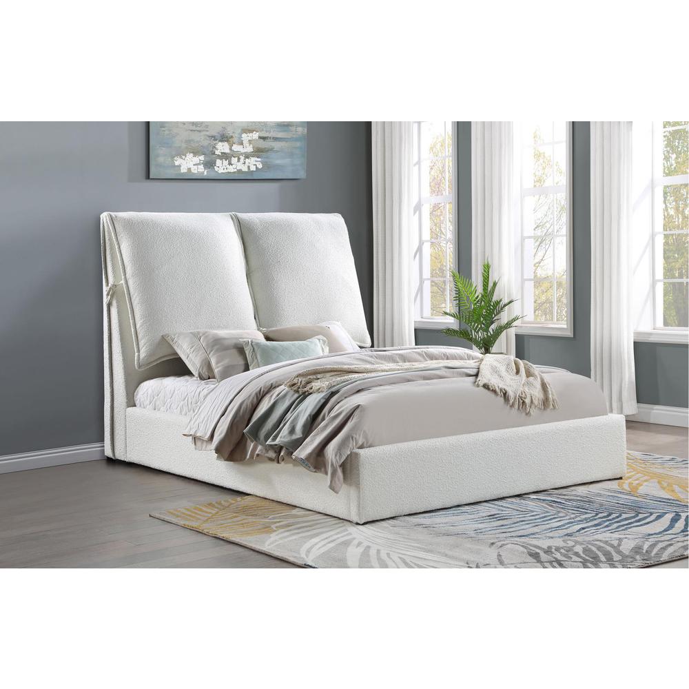 Gwendoline Upholstered Eastern King Platform Bed with Pillow Headboard White. Picture 10