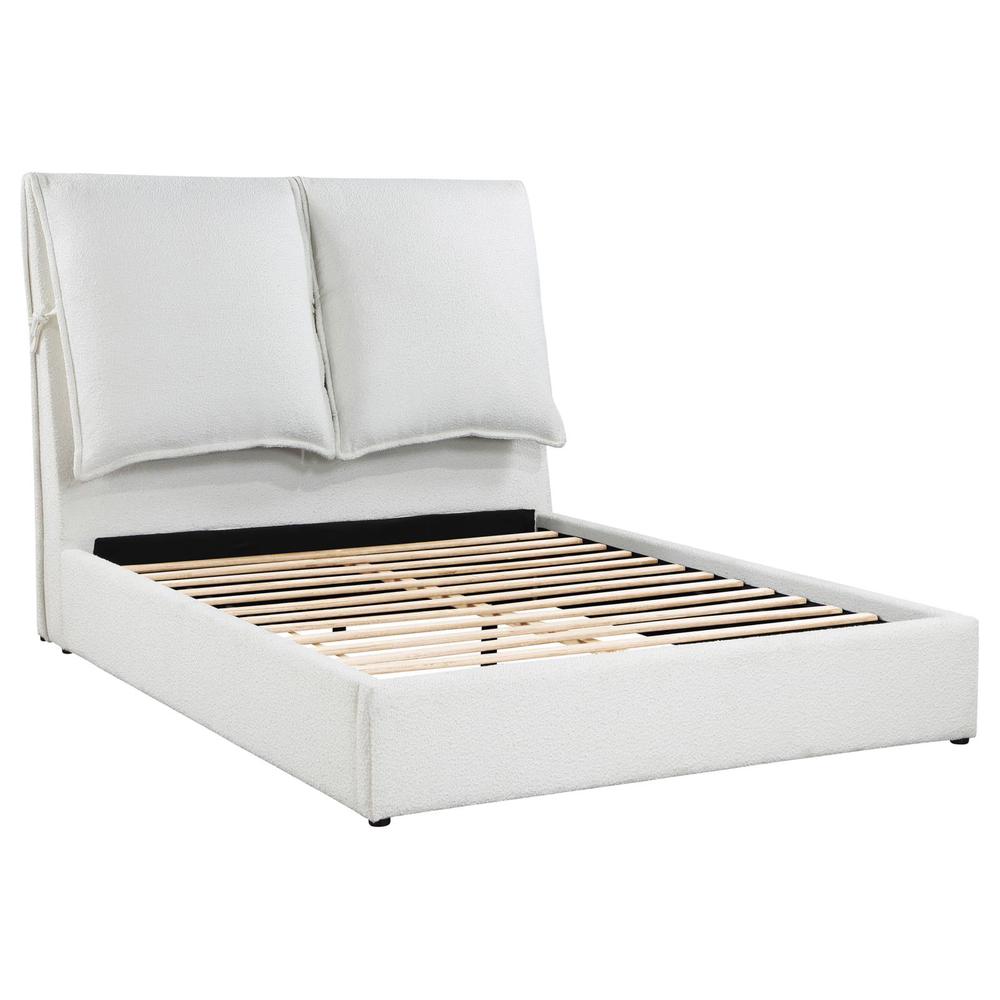 Gwendoline Upholstered Eastern King Platform Bed with Pillow Headboard White. Picture 13