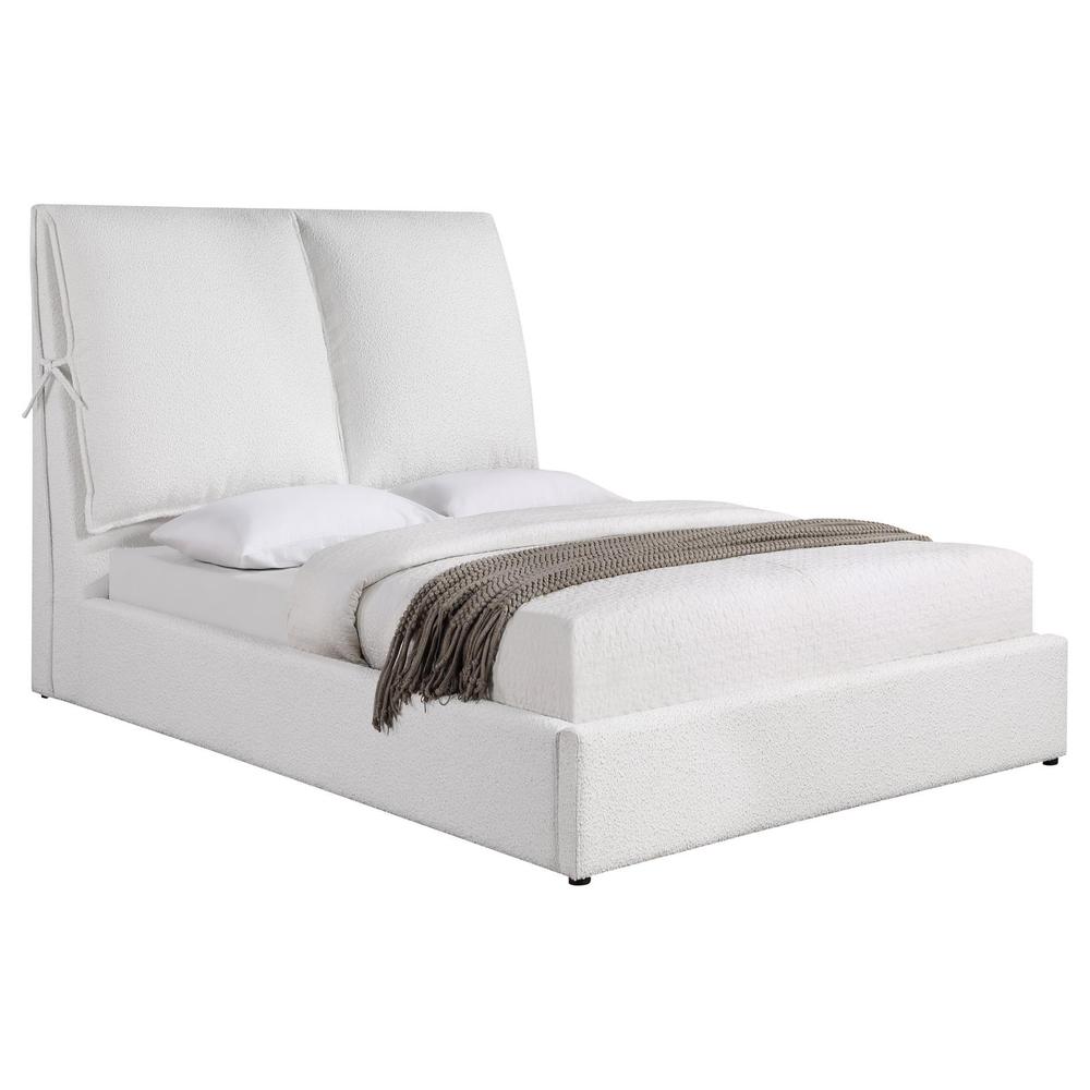 Gwendoline Upholstered Eastern King Platform Bed with Pillow Headboard White. Picture 1