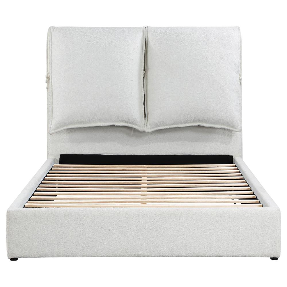 Gwendoline Upholstered Eastern King Platform Bed with Pillow Headboard White. Picture 2