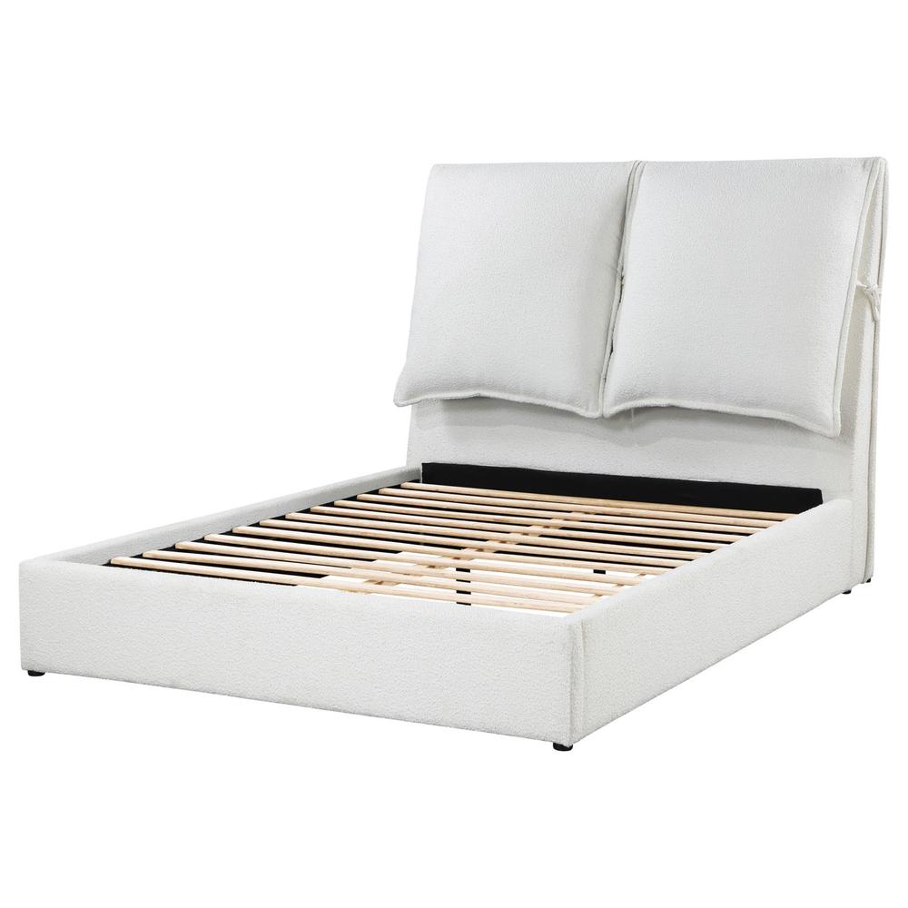 Gwendoline Upholstered Eastern King Platform Bed with Pillow Headboard White. Picture 3