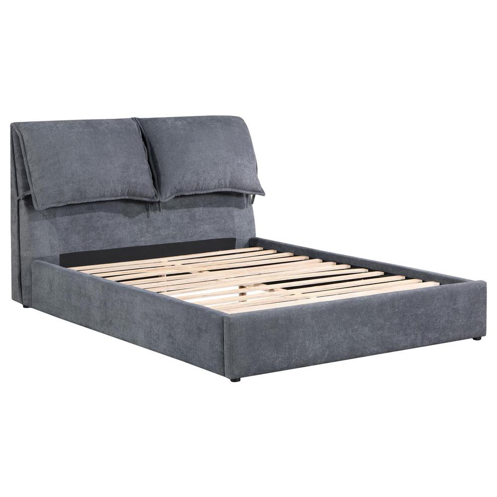Laurel Upholstered Eastern King Platform Bed with Pillow Headboard Charcoal Grey. Picture 8