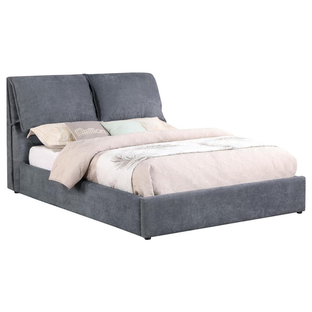 Laurel Upholstered Eastern King Platform Bed with Pillow Headboard Charcoal Grey. Picture 1