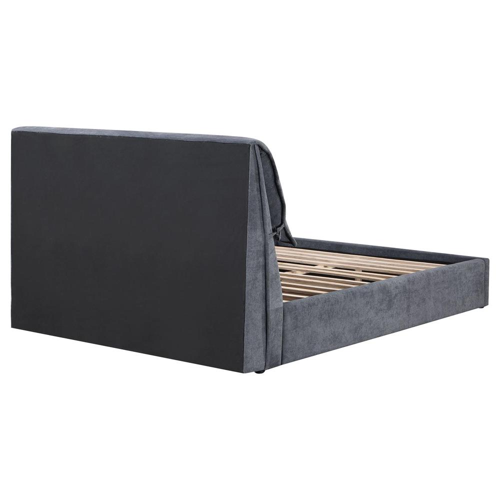 Laurel Upholstered Eastern King Platform Bed with Pillow Headboard Charcoal Grey. Picture 4