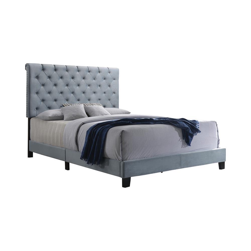 Warner Eastern King Upholstered Bed Slate Blue. Picture 2