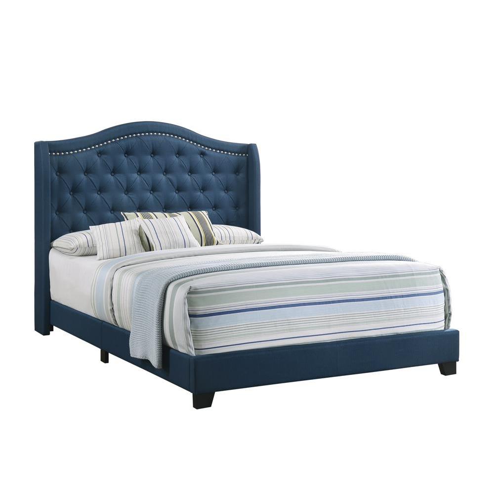 Sonoma Eastern King Camel Headboard with Nailhead Trim Bed Blue. Picture 2