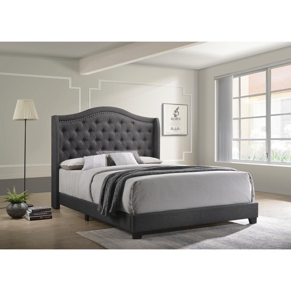 Sonoma Camel Back Queen Bed Grey. Picture 1