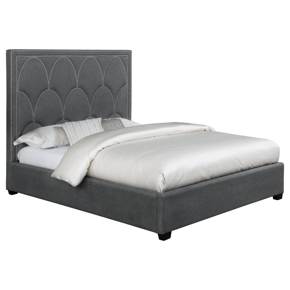 Bowfield Upholstered Bed with Nailhead Trim Charcoal. Picture 2
