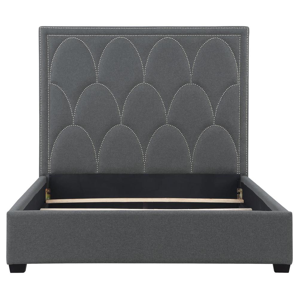 Bowfield Upholstered Bed with Nailhead Trim Charcoal. Picture 4