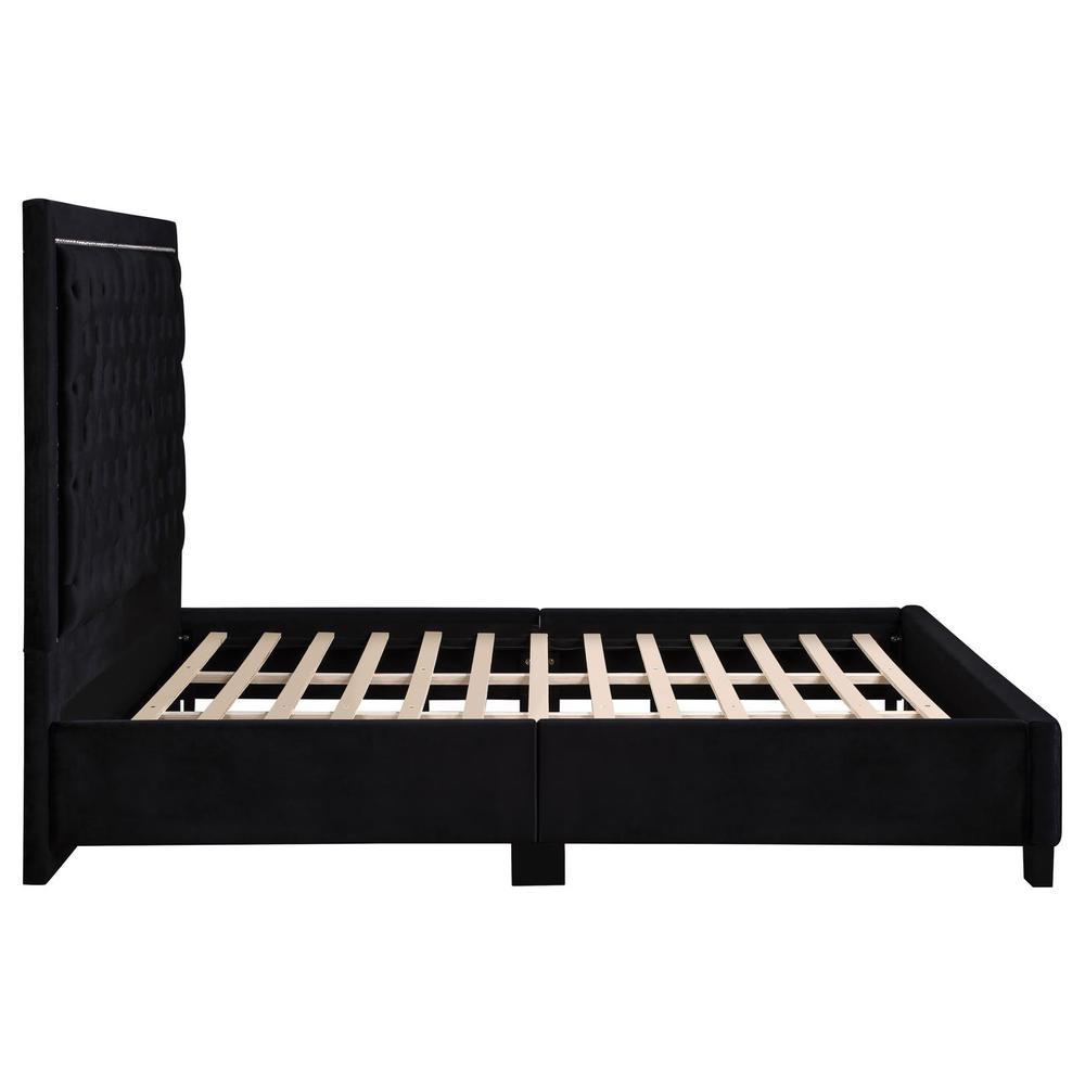 Hailey Upholstered Tufted Platform Queen Bed Black. Picture 5