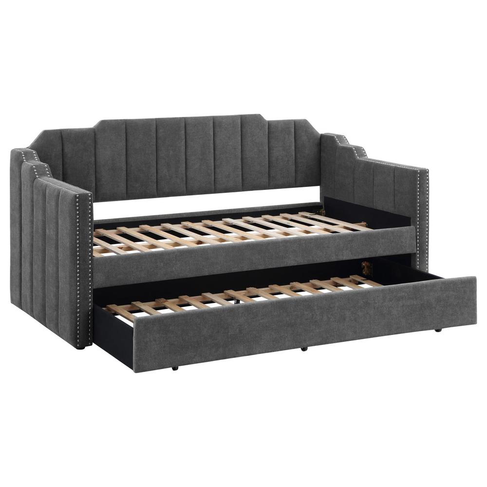 Kingston Upholstered Twin Daybed with Trundle Charcoal. Picture 2