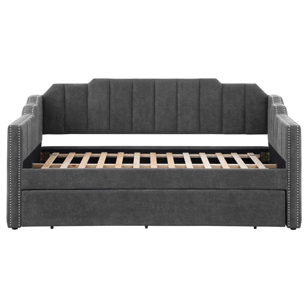 Kingston Upholstered Twin Daybed with Trundle Charcoal. Picture 4