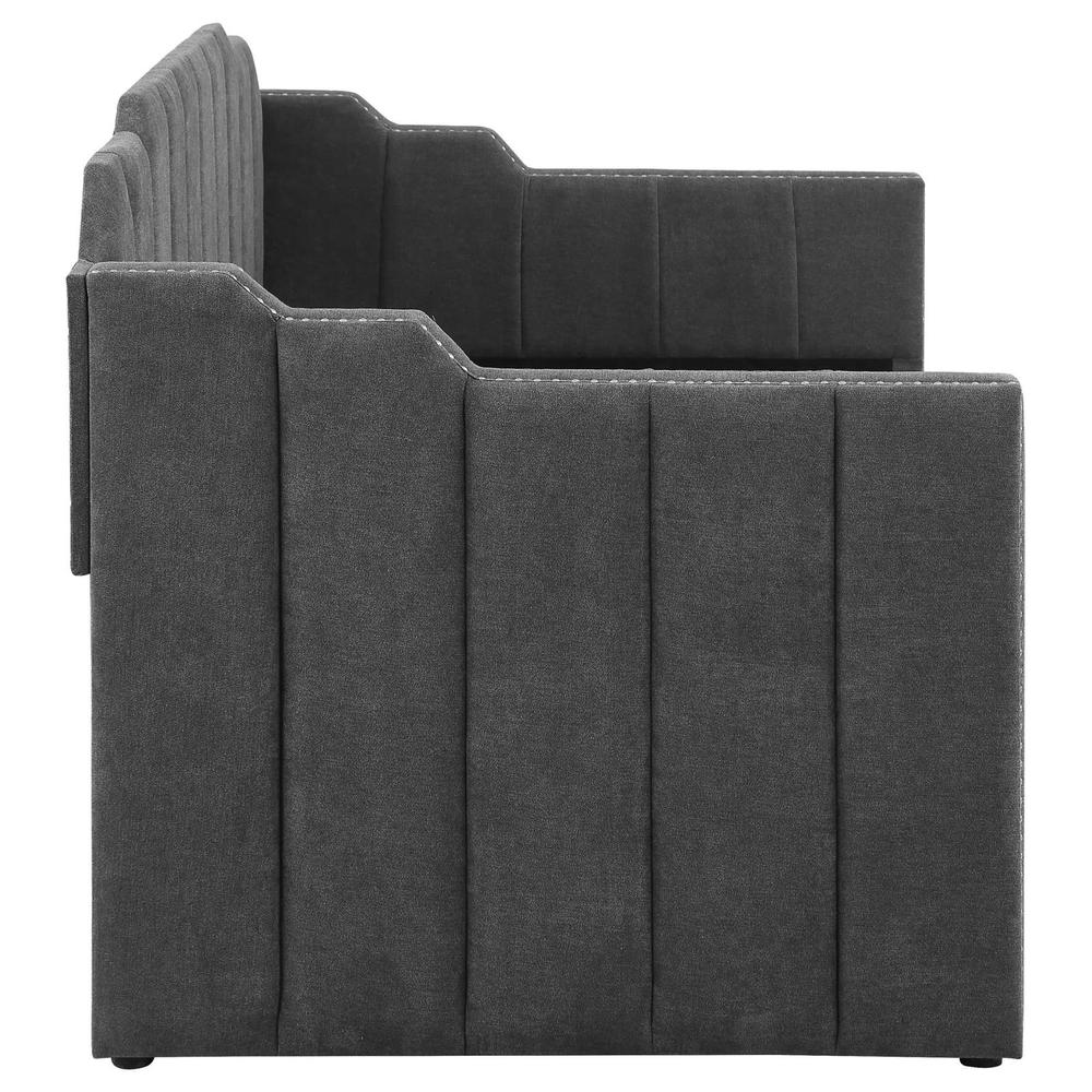Kingston Upholstered Twin Daybed with Trundle Charcoal. Picture 6