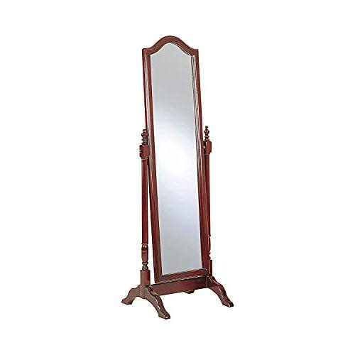 Cabot Rectangular Cheval Mirror with Arched Top Merlot. Picture 1