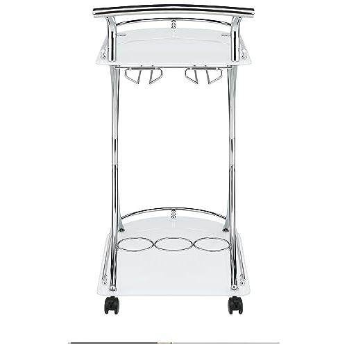 Elfman 2-shelve Serving Cart Chrome and White. Picture 6