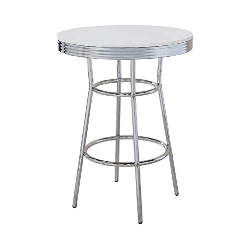 Theodore Round Bar Table Chrome and Glossy White. Picture 1