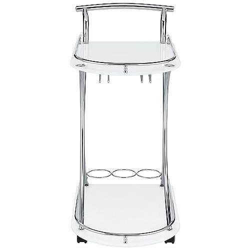 Elfman 2-shelve Serving Cart Chrome and White. Picture 2