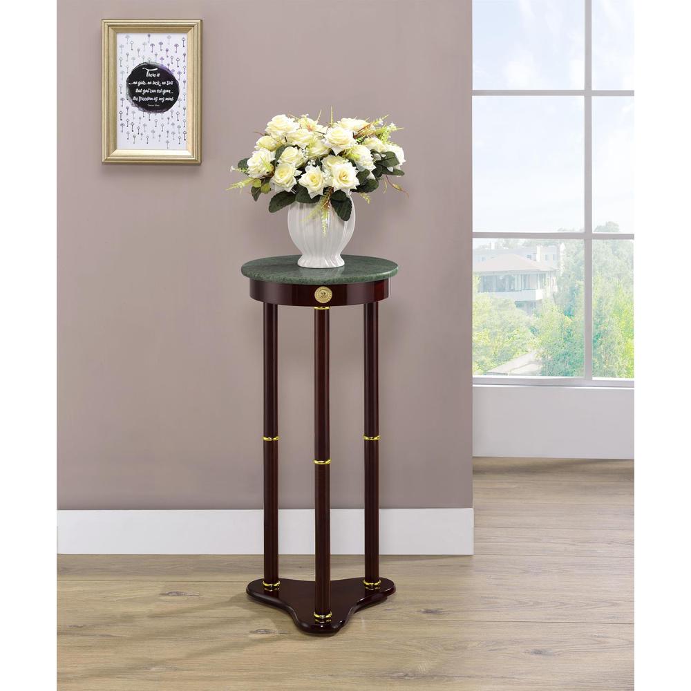 Edie Round Marble Top Accent Table Merlot. Picture 2