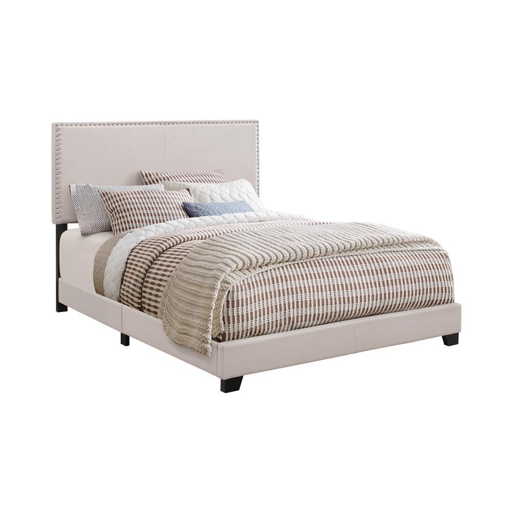 Boyd Twin Upholstered Bed with Nailhead Trim Ivory. Picture 2
